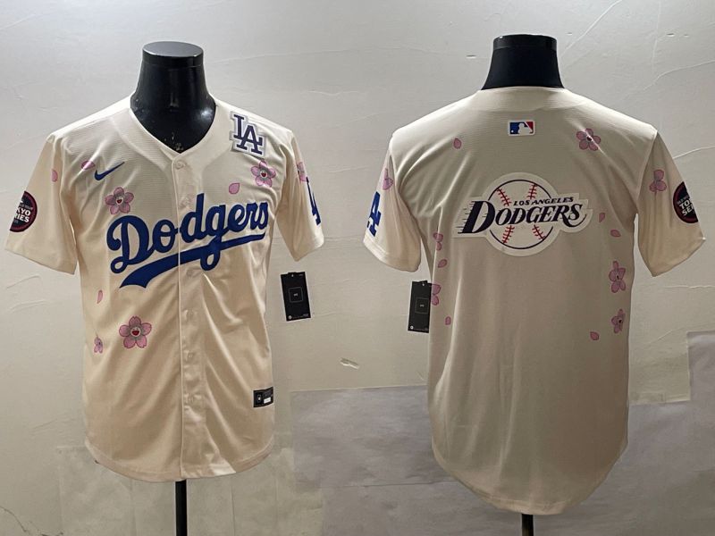 Men Los Angeles Dodgers Blank Cream Sakura Edition 2025 Nike MLB Jersey style 30